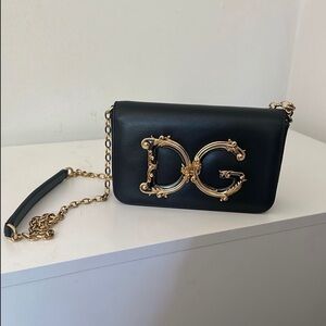 Dolce & Gabbana Black Crossbody Bag with Gold Chain